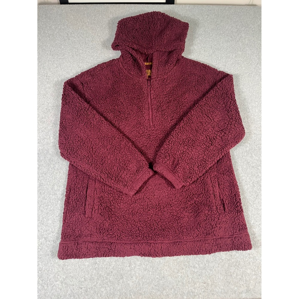 Koolaburra by UGG Womens XL Sherpa Hoodie Burgundy Quarter Zip Fleece A544816